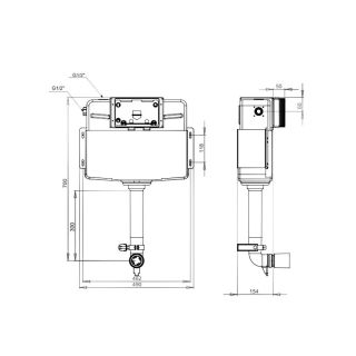 Бачок скрытого монтажа для приставного унитаза Maretti AC11PR4912, без клавиши
